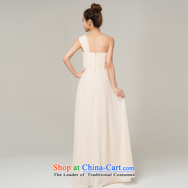 Recalling that hates makeup and summer 2015 new bridesmaid dress long moderator Ms. dress shoulder Sau San champagne color bows L13753 serving champagne color M, recalling that hates makeup and shopping on the Internet has been pressed.