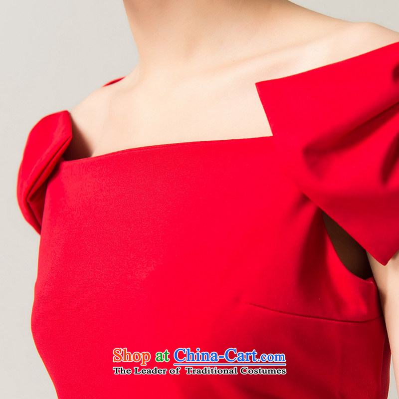 Recalling that hates makeup and spring and summer bridesmaid Red slotted shoulder Dress Short) 2015 sexy beauty bride bows package shoulder small dress L13739 RED XL, recalling that hates makeup and shopping on the Internet has been pressed.