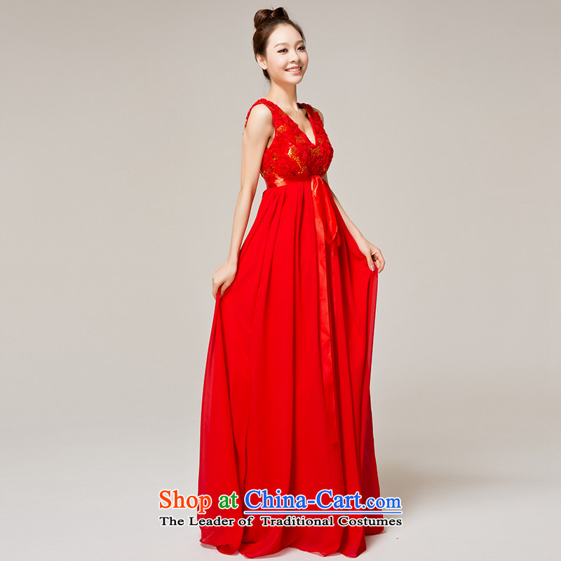 Recalling that Colombia Summer red red high-waist larger bows services for pregnant women 2015 shoulders V-Neck marriages L12132 evening dresses red , L, recalling that hates makeup and shopping on the Internet has been pressed.