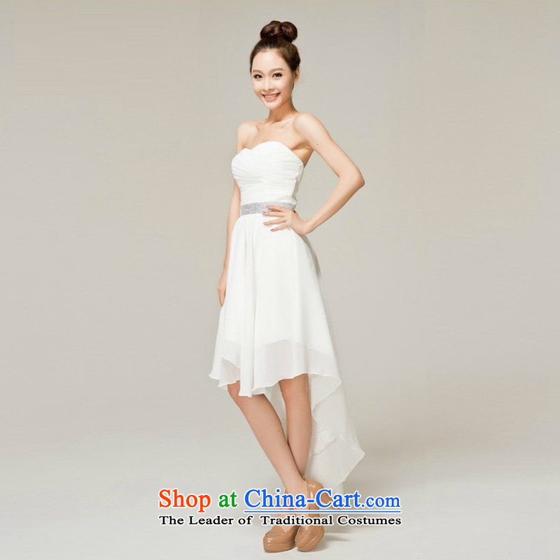 Recalling that hates makeup and spring and summer wedding dresses marriages front stub long after bridesmaid small dress skirt white dress with chest L12138 White M, recalling that hates makeup and shopping on the Internet has been pressed.