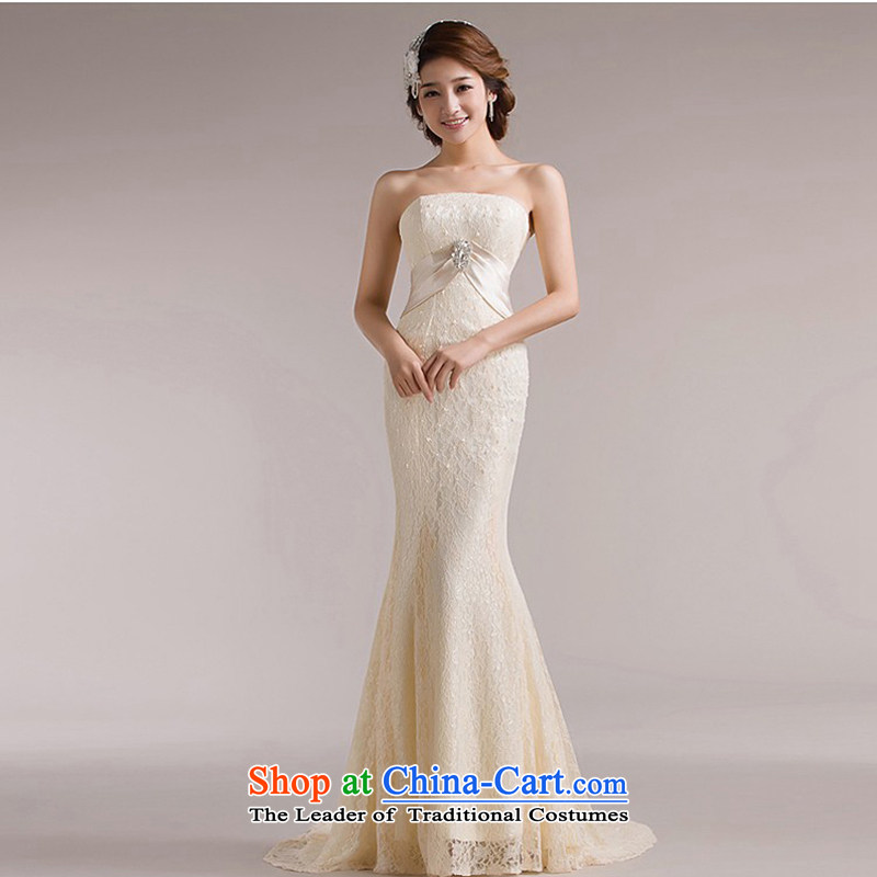 No new 2015 bride embroidery lace Korean three-dimensional crowsfoot tail behind the strap theme wedding champagne color XL , Suzhou embroidery brides shipment has been pressed shopping on the Internet