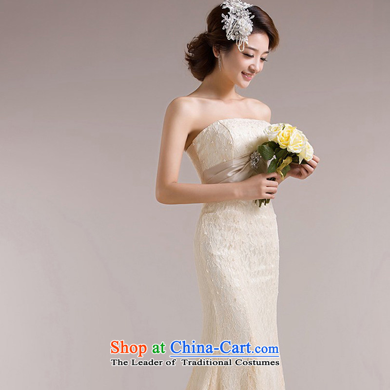 No new 2015 bride embroidery lace Korean three-dimensional crowsfoot tail behind the strap theme wedding champagne color XL , Suzhou embroidery brides shipment has been pressed shopping on the Internet