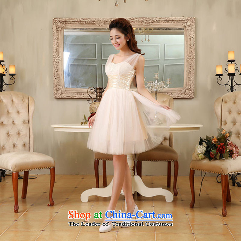 Embroidered is by no means a bride wedding dresses 2015 new short lifting strap, bridal dresses bows service bridesmaid champagne color XXL , Suzhou embroidery brides shipment has been pressed shopping on the Internet