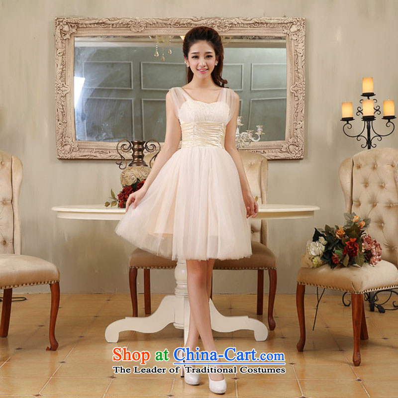 Embroidered is by no means a bride wedding dresses 2015 new short lifting strap, bridal dresses bows service bridesmaid champagne color XXL , Suzhou embroidery brides shipment has been pressed shopping on the Internet