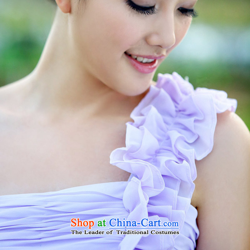 A bride shoulder purple small dress wedding dress 2015 new bridesmaid dress short of 330 L, a bride shopping on the Internet has been pressed.