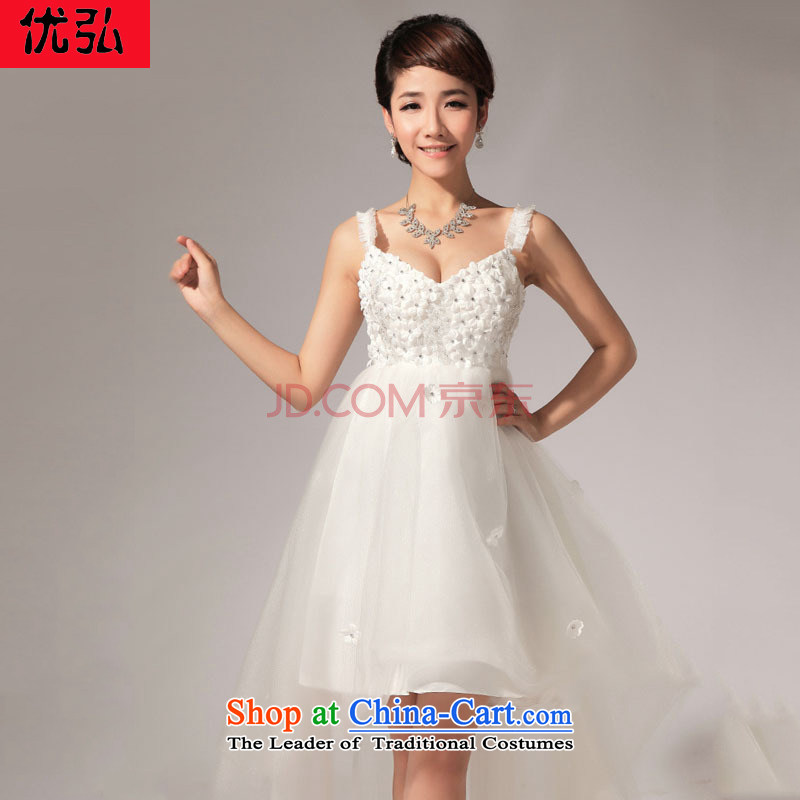 Optimize the Princess Hong-bon bon skirt 2014 spring short of Korean bridal dresses bridesmaid small front stub XS7155 long after the white?S
