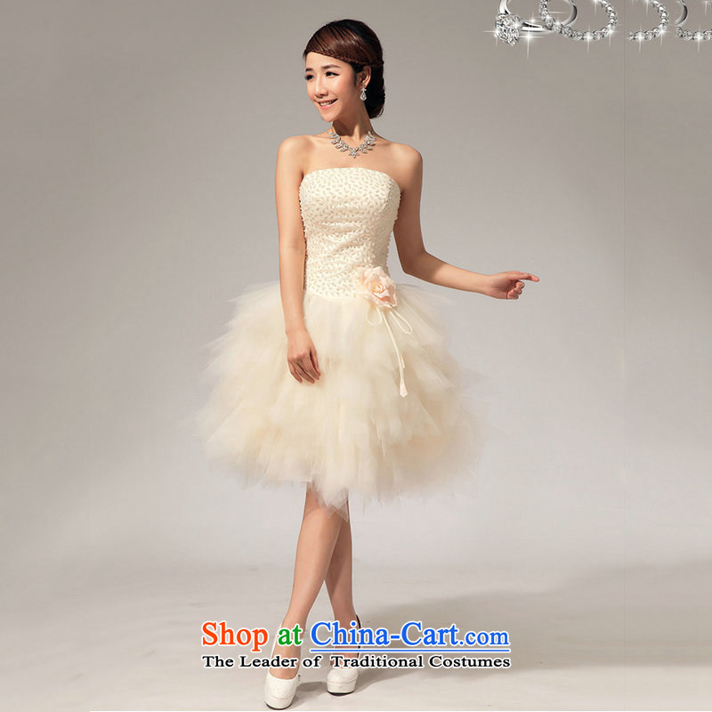 Optimize Hong-sister team bridesmaid services and stylish chest bon bon short of annual skirt bridesmaid dress skirt XS7145 champagne color S, Optimize Hong shopping on the Internet has been pressed.