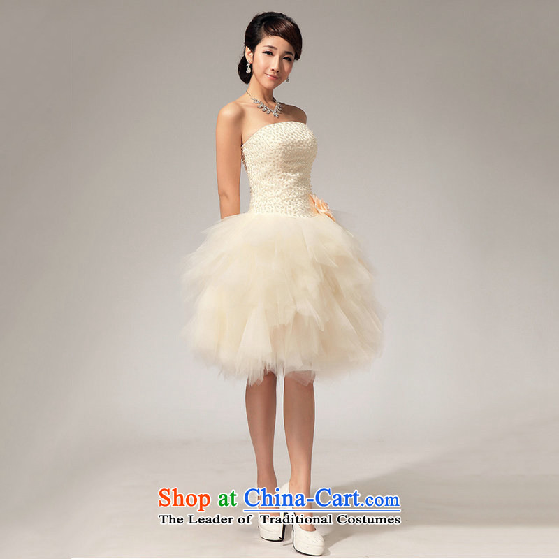 Optimize Hong-sister team bridesmaid services and stylish chest bon bon short of annual skirt bridesmaid dress skirt XS7145 champagne color S, Optimize Hong shopping on the Internet has been pressed.