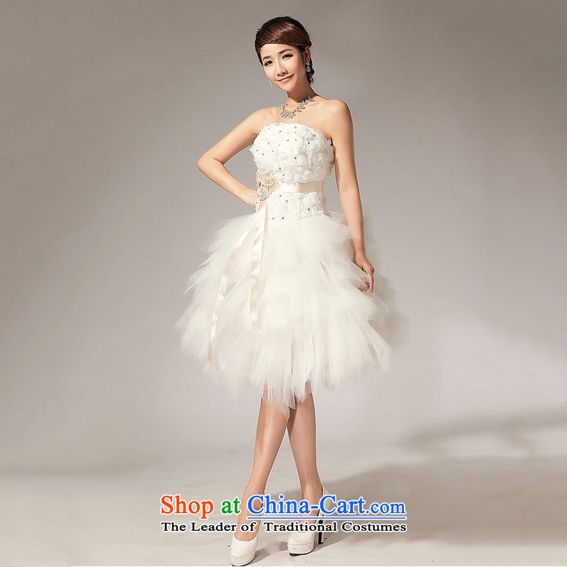 Optimize video new) 2014 bridesmaid dresses and Chest Flower short skirt XS7137 SISTER) m White XL, Optimize Hong shopping on the Internet has been pressed.