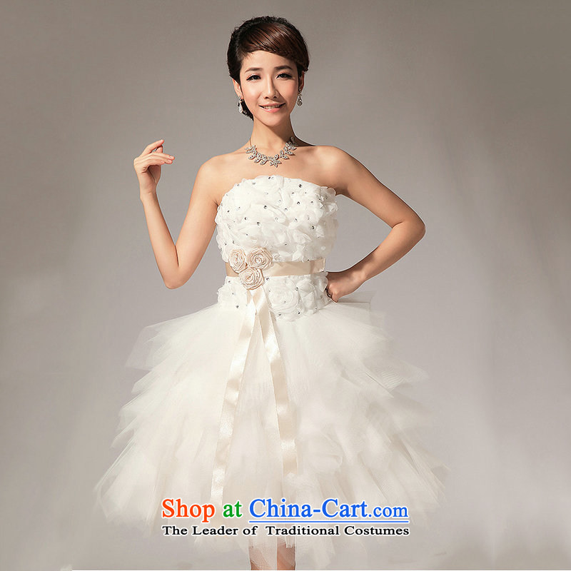 Optimize video new) 2014 bridesmaid dresses and Chest Flower short skirt XS7137 SISTER) m White XL, Optimize Hong shopping on the Internet has been pressed.