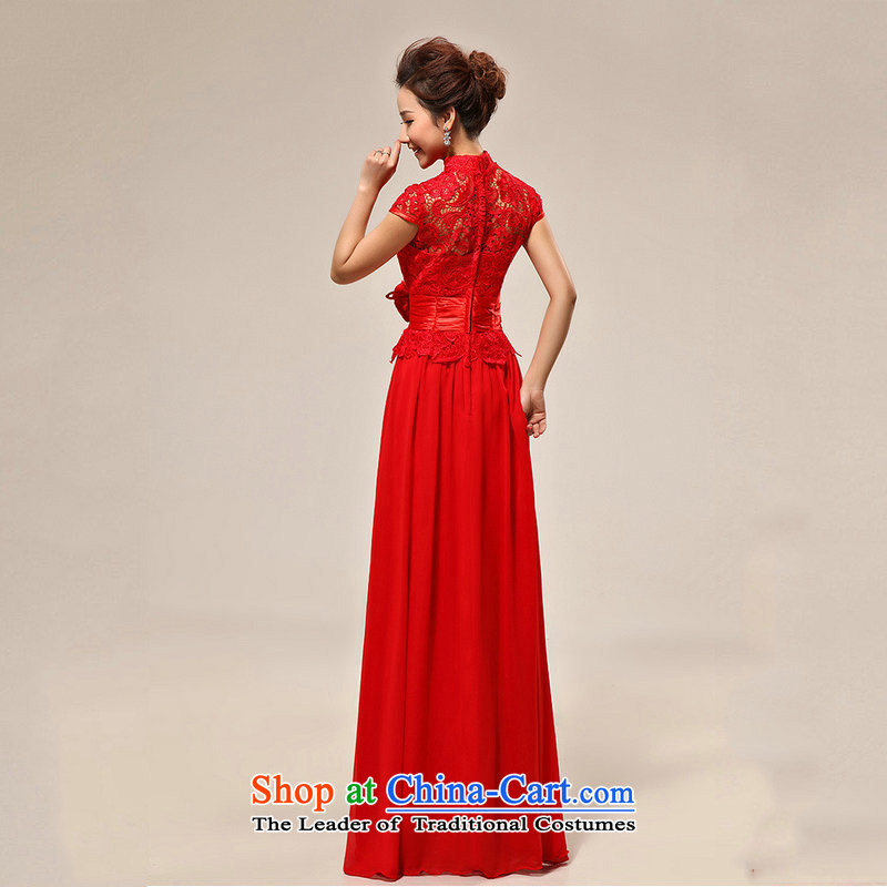Optimize new luxury Hong-word sexy shoulder red lace bride wedding dress qipao XS7131 RED XL, Optimize Hong shopping on the Internet has been pressed.