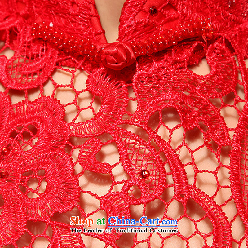Optimize new luxury Hong-word sexy shoulder red lace bride wedding dress qipao XS7131 RED XL, Optimize Hong shopping on the Internet has been pressed.
