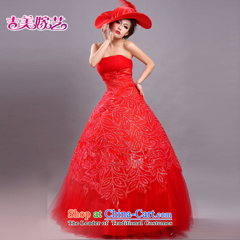 Beijing No. year wedding dresses Kyrgyz-american married new anointed arts 2015 Chest Korean skirt LS236 to align the Princess Bride dress red S