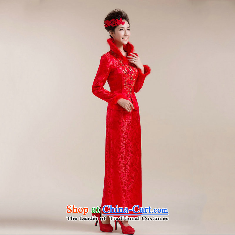 Optimize Hong-new high-collar also traditional coin-style robes and Tang dynasty long skirt wedding dress XS7149 RED M, Optimize Hong shopping on the Internet has been pressed.