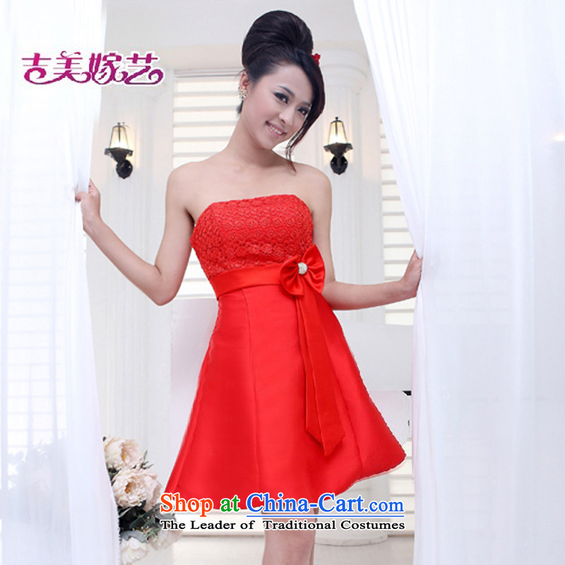 Wedding dress Kyrgyz-american married new anointed arts 2015 Chest Korean short of dress L526 bridal dresses RED M