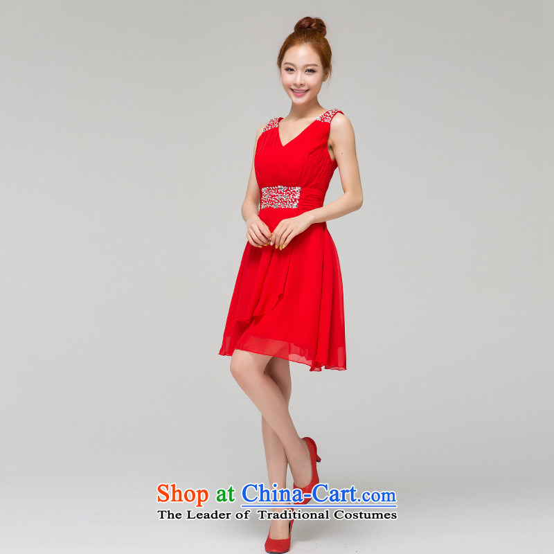Recalling that hates makeup and summer bride bridesmaid evening dress red V-Neck short of Sau San new stylish married 2015 moderator L13781 RED M, recalling that hates makeup and shopping on the Internet has been pressed.