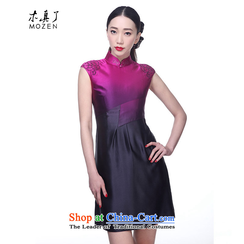 Wooden spring and summer of 2015 really stylish embroidered dress qipao Sau San gradient skirt 21880 18 PINK L