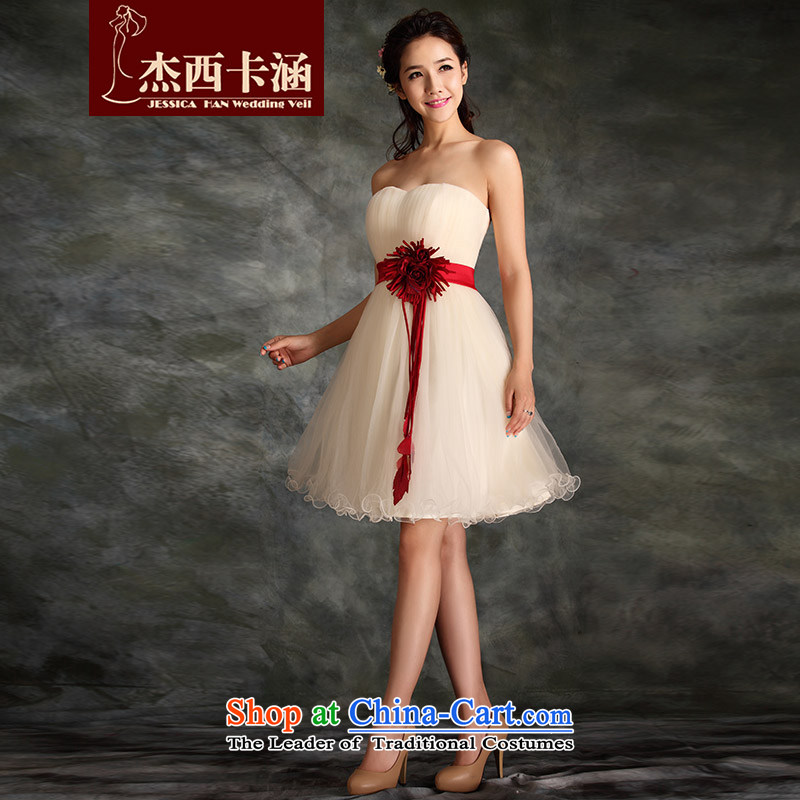Jessica covered by 2014 new marriage small dress bridesmaid to serve dinner 2013 short of straps graphics thin bows 5035 champagne color XL, Jessica (jessica han) covered by , , , shopping on the Internet