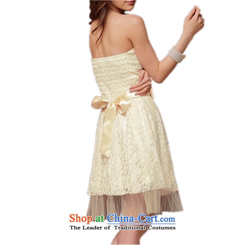 Xl Female dress sweet lace anointed chest slips wedding sister bridesmaid small evening dresses thick sister xl women's dresses bridesmaid skirt 2XL(140-160 champagne), land is still of a catty Yi shopping on the Internet has been pressed.