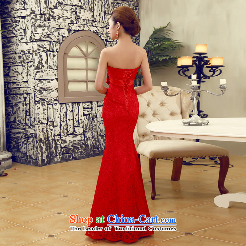 The leading edge of the bows service day marriage wedding dress crowsfoot qipao will long female wedding dress 7567 red tie) L 2.1 foot waistline, the dream of the day the , , , shopping on the Internet