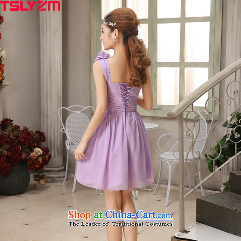Tslyzm bridesmaid service dinners dress 2015 new autumn and winter shoulder straps flower girl bridesmaid dress with a light purple l,tslyzm,,, shopping on the Internet
