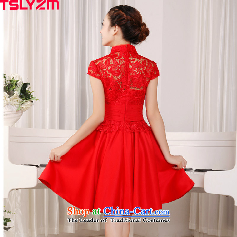 Tslyzm2015 dulls the new bride dress marriage dresses lace red packets, bows to shoulder short dress evening dresses betrothal service female red Xxl,tslyzm,,, shopping on the Internet