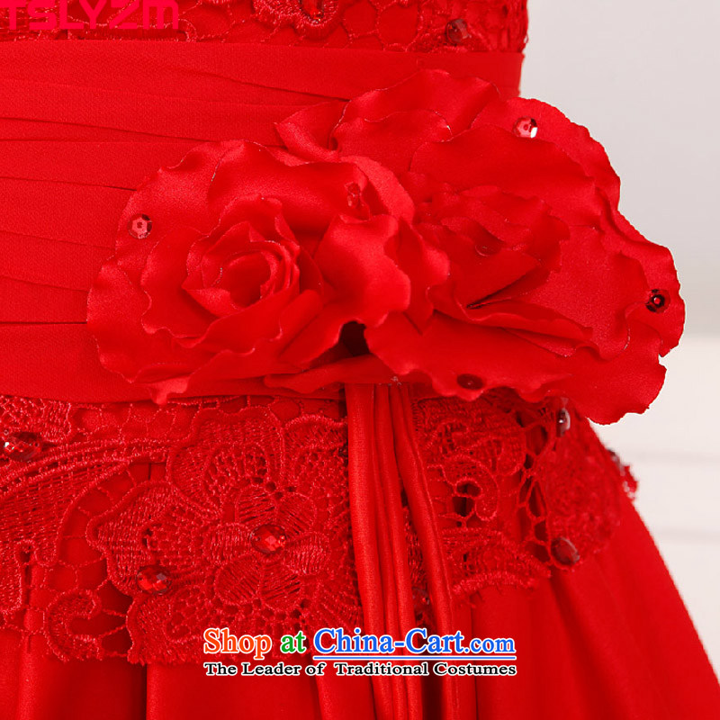 Tslyzm2015 dulls the new bride dress marriage dresses lace red packets, bows to shoulder short dress evening dresses betrothal service female red Xxl,tslyzm,,, shopping on the Internet