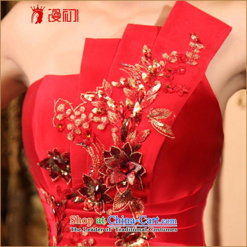 In the early 2015 new man dress bride red long gown banquet hosted crowsfoot dress marriage bows dress straps FOUTUNE XL, Early Man , , , shopping on the Internet