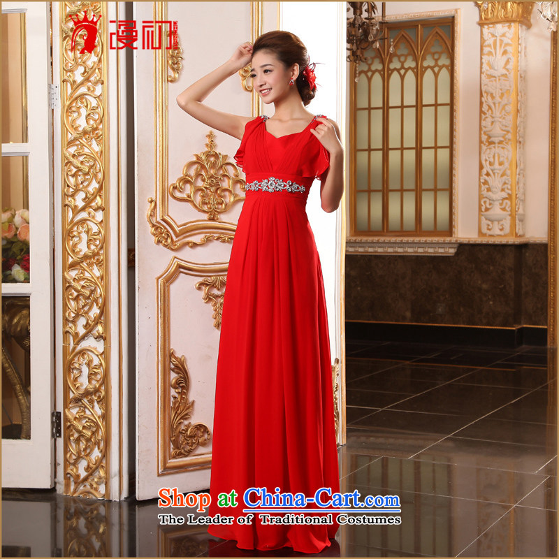 In the early 2015 new man bride dress shoulders long evening dresses marriage bows services bridesmaid long gown red , L, Early Man , , , shopping on the Internet