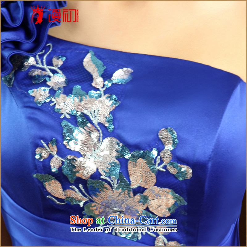 In the early 2015 new man dress shoulder flowers dress blue banquet dress marriages bows long Lai Man S early blue , , , shopping on the Internet