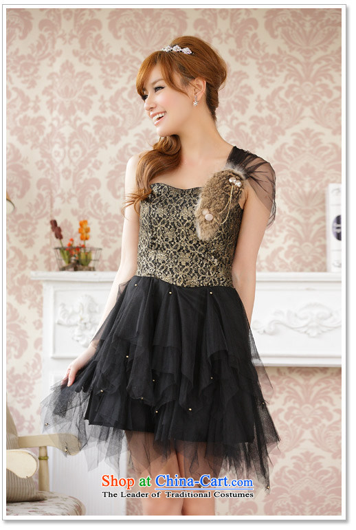  Stylish shoulder internet Jk2.yy yarn Princess Dinner will bridesmaid dress dresses XXXL black picture, prices, brand platters! The elections are supplied in the national character of distribution, so action, buy now enjoy more preferential! As soon as possible.