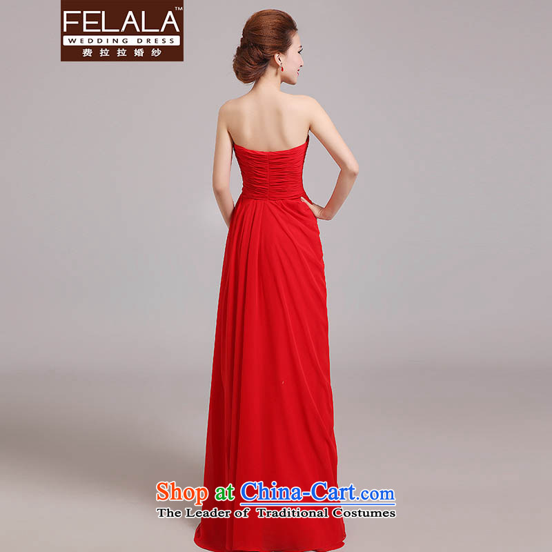 Ferrara 2015 new red lace a shoulder long bride toasting champagne dress uniform Korean style spring, Sau San M Ferrara wedding (FELALA) , , , shopping on the Internet