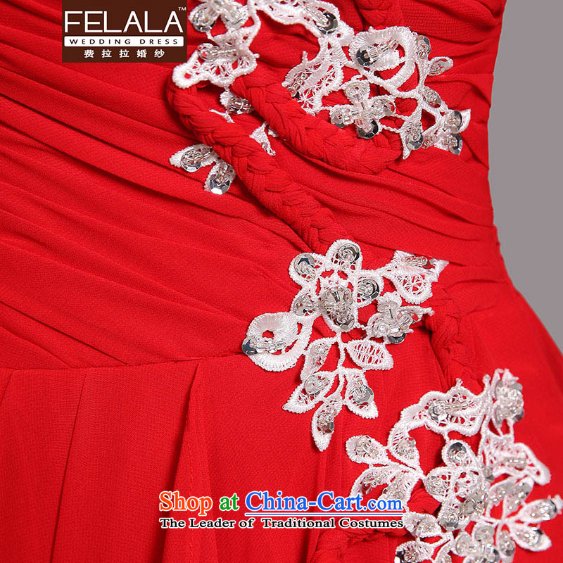 Ferrara 2015 new red lace a shoulder long bride toasting champagne dress uniform Korean style spring, Sau San M Ferrara wedding (FELALA) , , , shopping on the Internet