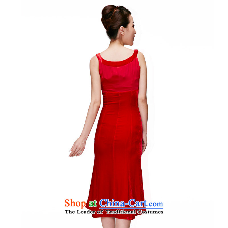 True 2015 : The new bride evening sweet velvet wedding dress in elegant qipao gown package mail 80521 05 red wood really a , , , S, shopping on the Internet
