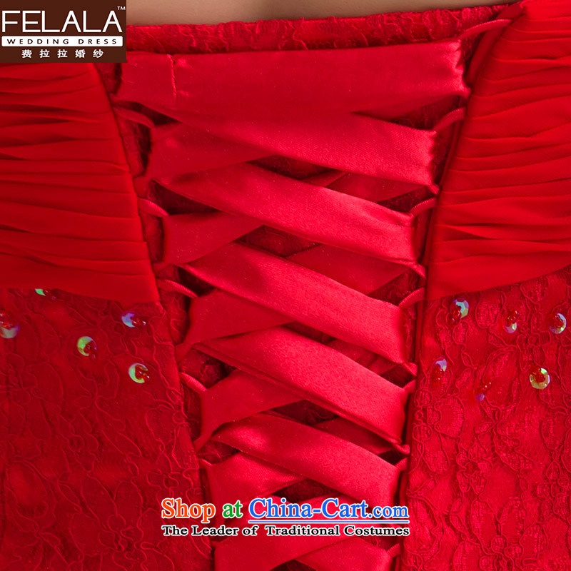 Ferrara 2015 new shoulders red bride bows service long lace wedding dress skirt spring evening, M , and Suzhou Ferrara wedding (FELALA) , , , shopping on the Internet