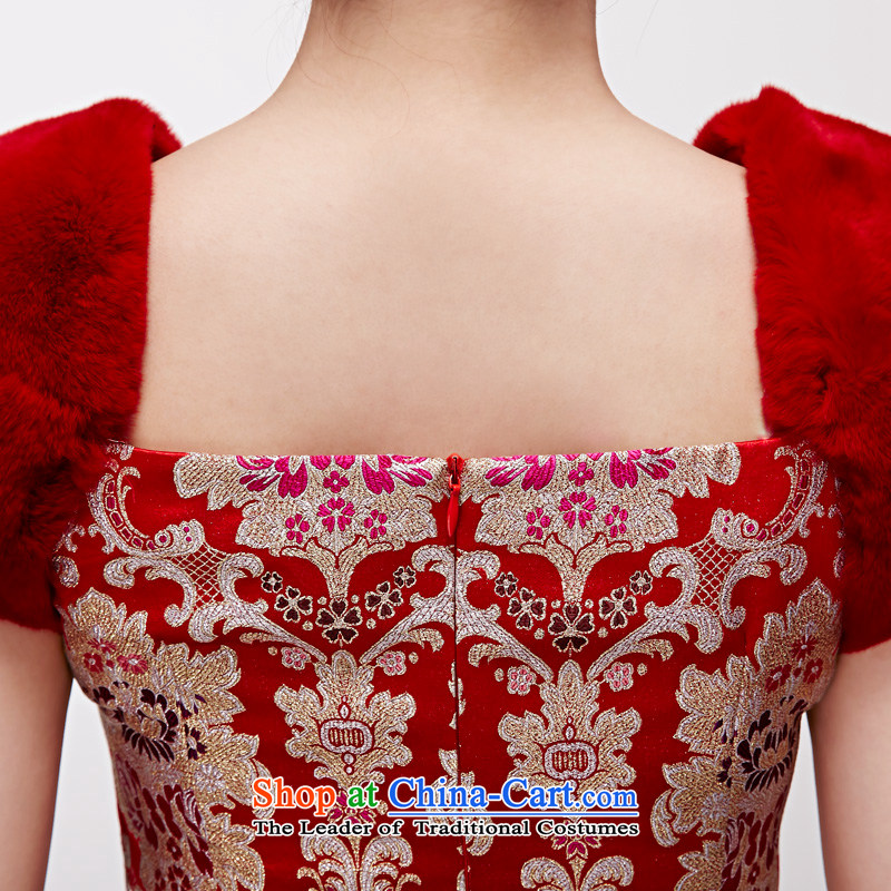 The MOZEN2015 wood really spring and summer New Silk rabbit hair bride Dress Short of evening package mail 22086 04 red wood really a , , , XL, online shopping