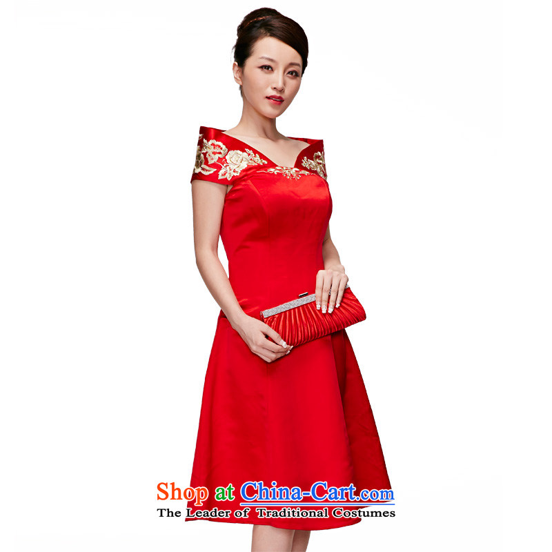 Wooden spring and summer of 2015 really new Chinese sleeveless silk cheongsam dress with elegant bride package mail 22095 05 red wood really a , , , L, online shopping