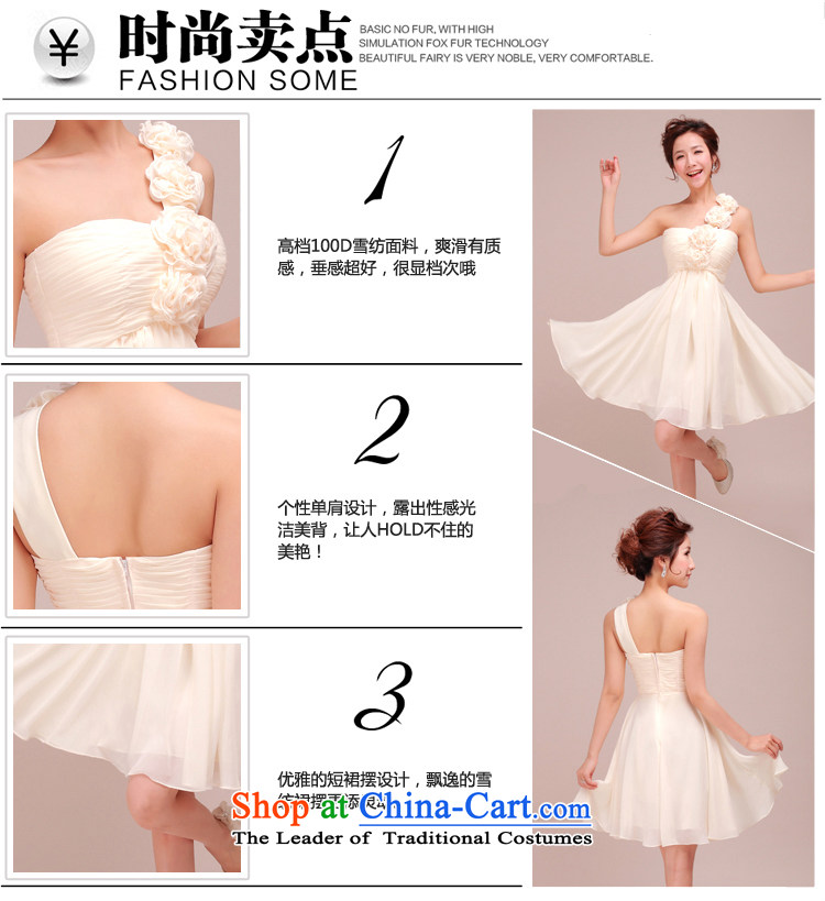 Ferrara bride shoulder straps wedding dresses flowers, small short skirts bridesmaid 2015 New banquet hosted champagne color M Suzhou shipment picture, prices, brand platters! The elections are supplied in the national character of distribution, so action, buy now enjoy more preferential! As soon as possible.