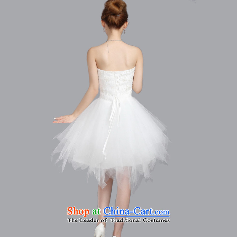 The water women 2014 princess small Dress Short, bon bon skirt wedding bride bridesmaid bows small white L, water, dresses shopping on the Internet has been pressed.
