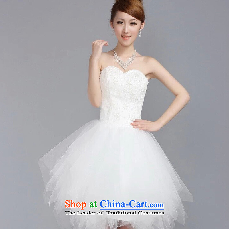 The water women 2014 princess small Dress Short, bon bon skirt wedding bride bridesmaid bows small white L, water, dresses shopping on the Internet has been pressed.
