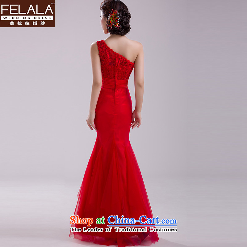 Ferrara upscale 2015 new red bride crowsfoot long bows dress female lace evening dress summer red , L Ferrara wedding (FELALA) , , , shopping on the Internet