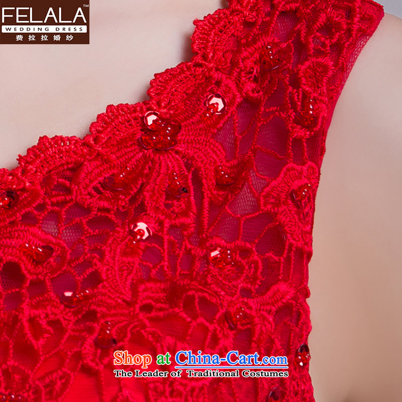 Ferrara upscale 2015 new red bride crowsfoot long bows dress female lace evening dress summer red , L Ferrara wedding (FELALA) , , , shopping on the Internet