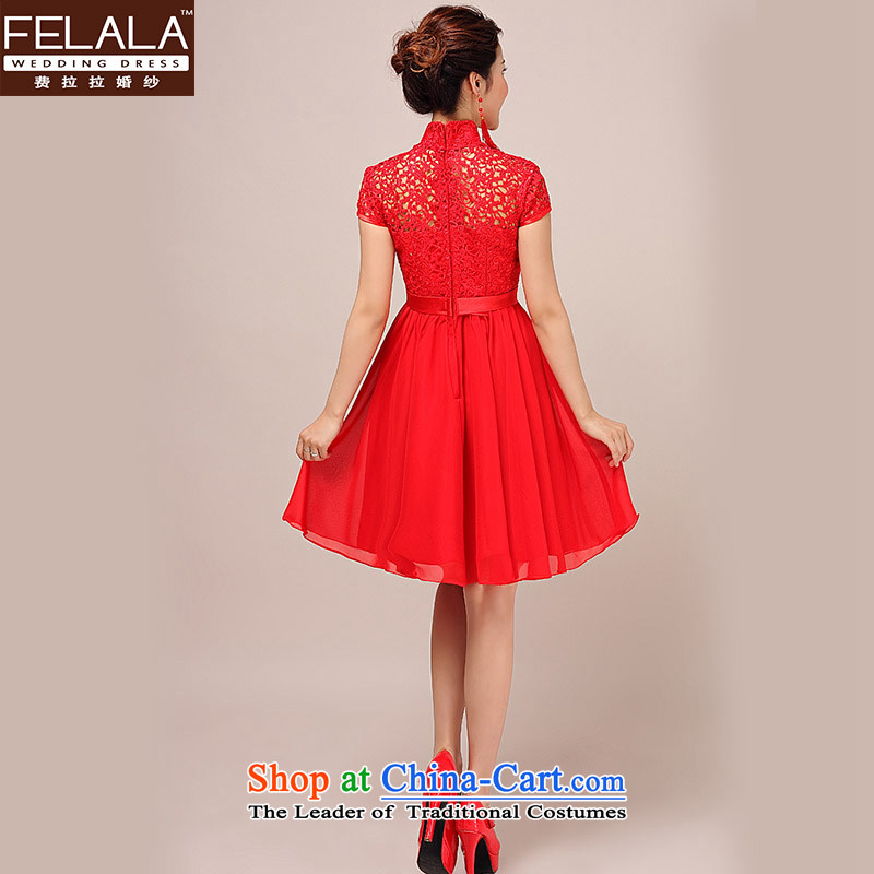 Ferrara dress 2015 new red short, lace retro bride Top Loin of large graphics thin pregnant women dress red S Ferrara wedding (FELALA) , , , shopping on the Internet