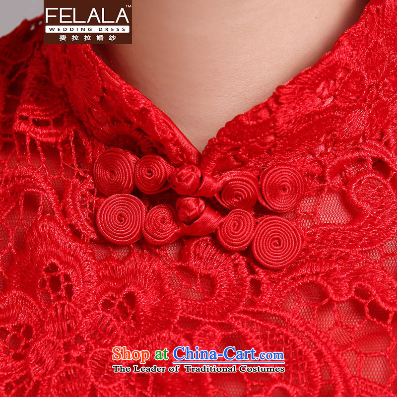 Ferrara 2015 new red lace back cheongsam red marriages improved qipao bows services spring RED M Ferrara wedding (FELALA) , , , shopping on the Internet