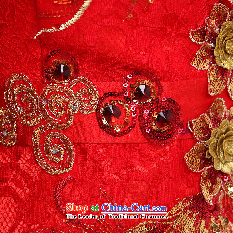 A new 2015 anointed bride chest lace dress red bows dress handicraft embroidery 113 M, a bride shopping on the Internet has been pressed.
