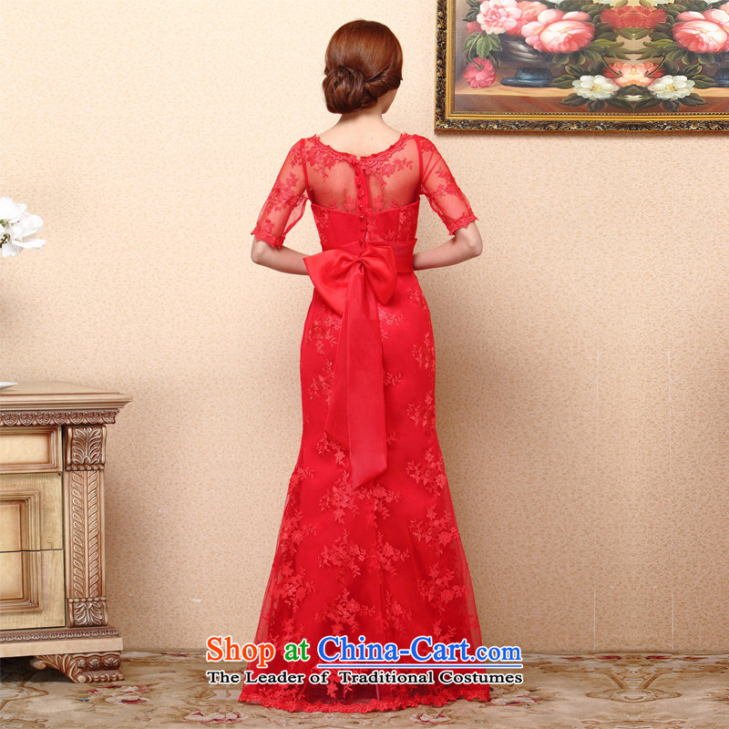 A new bride 2015 lace red dress bows dress Top Loin video thin bow tie 685 L, a bride shopping on the Internet has been pressed.