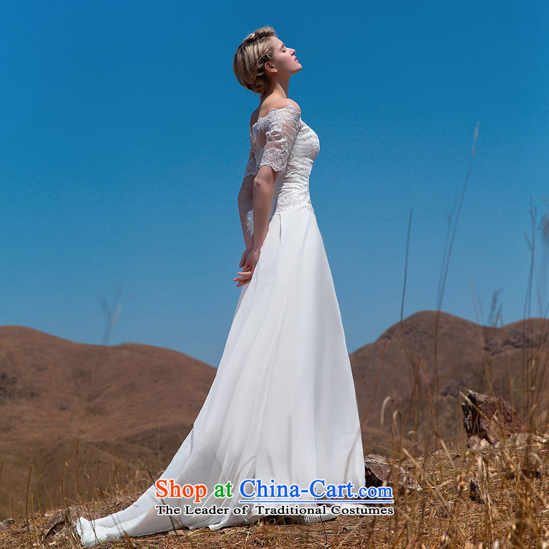 A new 2015 bridal dresses trailing white elegant dress two kits lace Cuff 572 M, name in bride door , , , shopping on the Internet