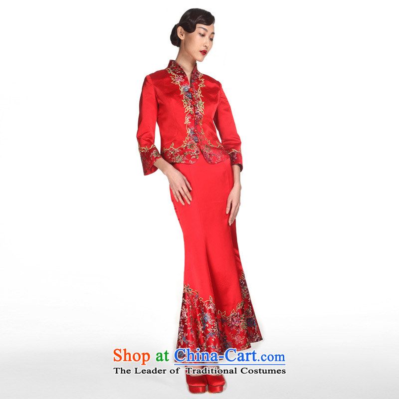 Wooden spring of 2015 really new Chinese dress in waist dresses crowsfoot embroidery wedding dresses package mail 00968 05 red M : The True , , , shopping on the Internet