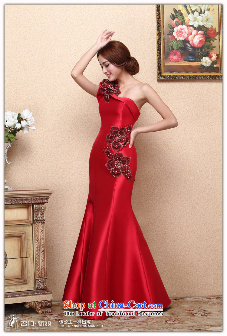 Name the new 2015 bride door stylish red bows dress classic one-shoulder dress crowsfoot dress 663 L picture, prices, brand platters! The elections are supplied in the national character of distribution, so action, buy now enjoy more preferential! As soon as possible.