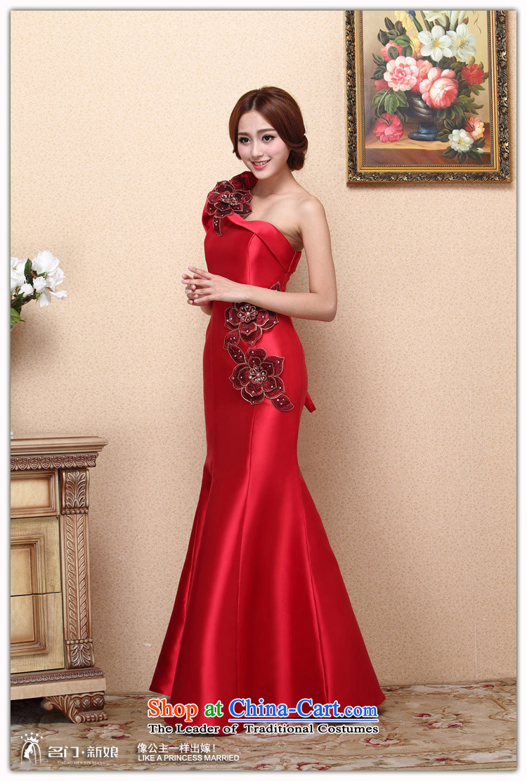 Name the new 2015 bride door stylish red bows dress classic one-shoulder dress crowsfoot dress 663 L picture, prices, brand platters! The elections are supplied in the national character of distribution, so action, buy now enjoy more preferential! As soon as possible.
